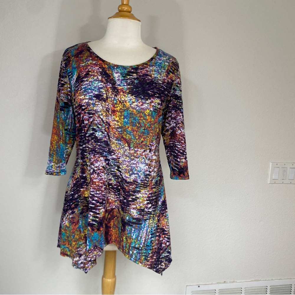 Tianello By Steve Barraza Multicolor Abstract Lightweight Tunic Size Medium Boho